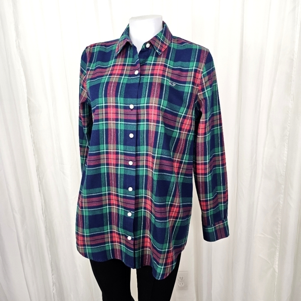 Vineyard Vines Performance Relaxed plaid button down shirt size 6